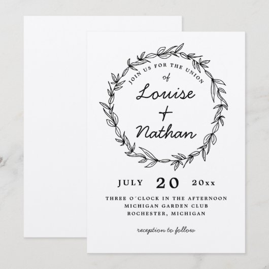 Rustieke krans bruiloft uitnodiging (Voorkant / Achterkant)