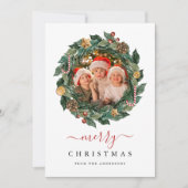 Rustieke Krans Elegante Kerst Custom Foto Feestdagenkaart (Voorkant)