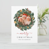 Rustieke Krans Elegante Kerst Custom Foto Feestdagenkaart (Staand voorkant)