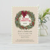 Rustieke Krans Gingham Kerstfeest Kaart (Staand voorkant)