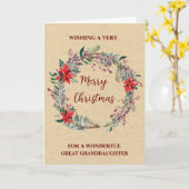 Rustieke Krans Grote Kleindochter Vrolijk Kerstfee Kaart (Gele Bloem)