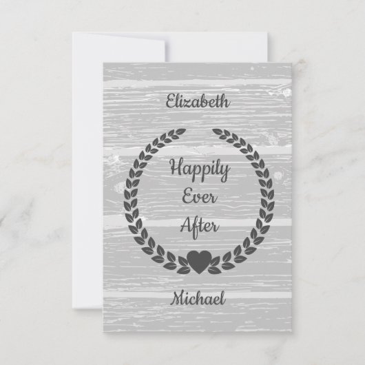 Rustieke Krans Hout Grijs Gelukkig Altijd Na Gebeu Save The Date (Voorkant)