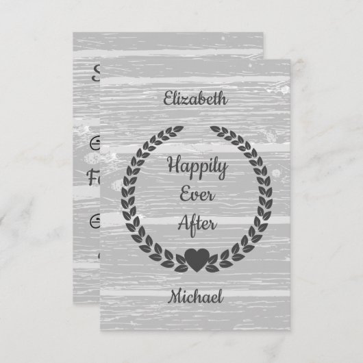 Rustieke Krans Hout Grijs Gelukkig Altijd Na Gebeu Save The Date (Voorkant / Achterkant)