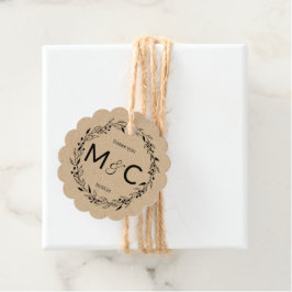 Rustieke krans Initialen Bedankjes Labels