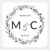 Rustieke krans Initialen Favor Label (Voorkant)