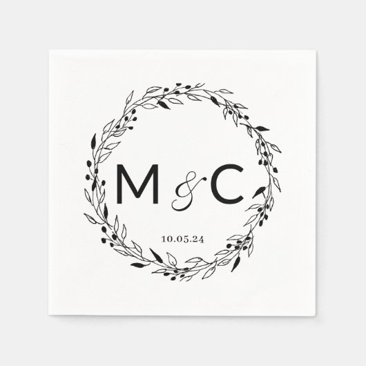 Rustieke krans Initialen Servet (Voorkant)