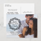 rustieke krans | Kalligrafie Foto Sla de datum op Aankondigingskaart (Voorkant / Achterkant)