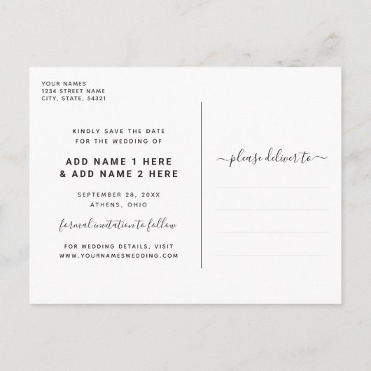 rustieke krans | Kalligrafie Foto Sla de datum op Aankondigingskaart (Achterkant)