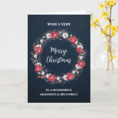 Rustieke Krans Kleinzoon & Familie Kerst Kaart (Gele Bloem)