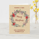 Rustieke krans Moeder in de wet Vrolijk Kerstmis Kaart (Gele Bloem)