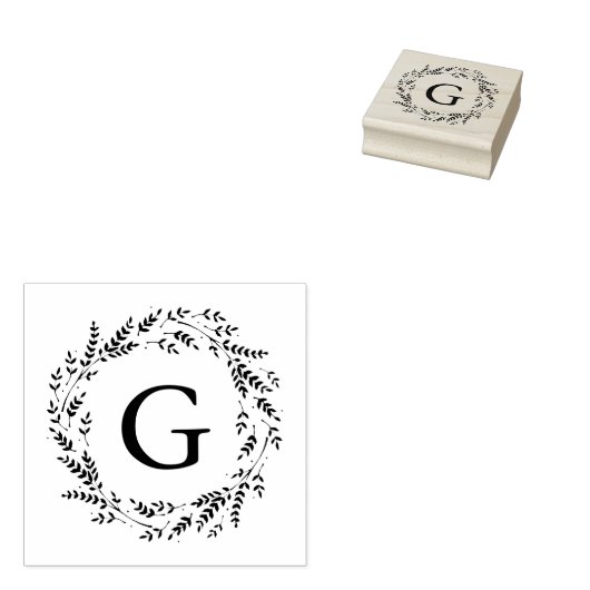 Rustieke krans monogram rubberen stempel (Gestempeld)