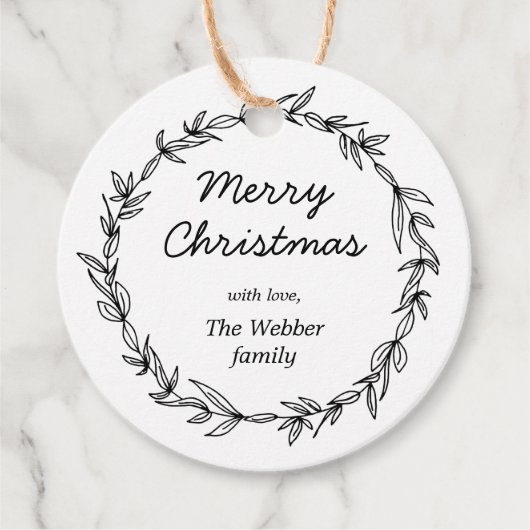 Rustieke krans op kraft kerst label (Voorkant)