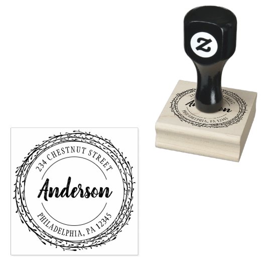 Rustieke krans retouradres rubberstempel (Gestempeld)