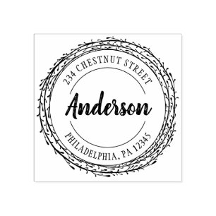 Rustieke krans retouradres rubberstempel
