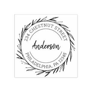 Rustieke krans retouradres rubberstempel
