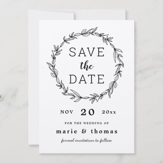 Rustieke krans save the date uitnodiging (Voorkant)