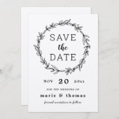 Rustieke krans save the date uitnodiging (Voorkant / Achterkant)