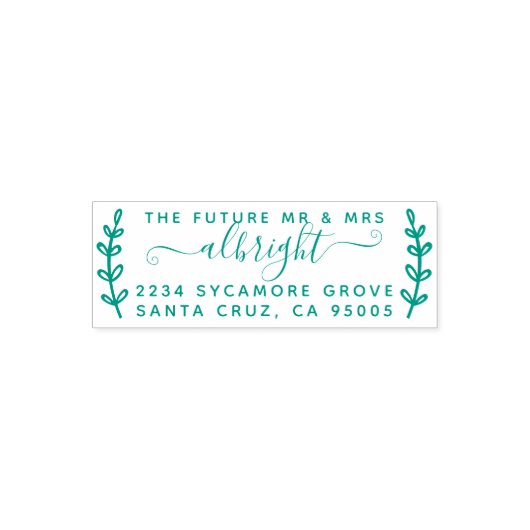 Rustieke krans & script "Future Mr & Mrs" Adres Zelfinktende Stempel (Design)