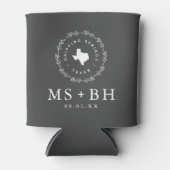Rustieke krans Texas Bruiloft Monogram | Houtskool Blikjeskoeler (Voorkant)