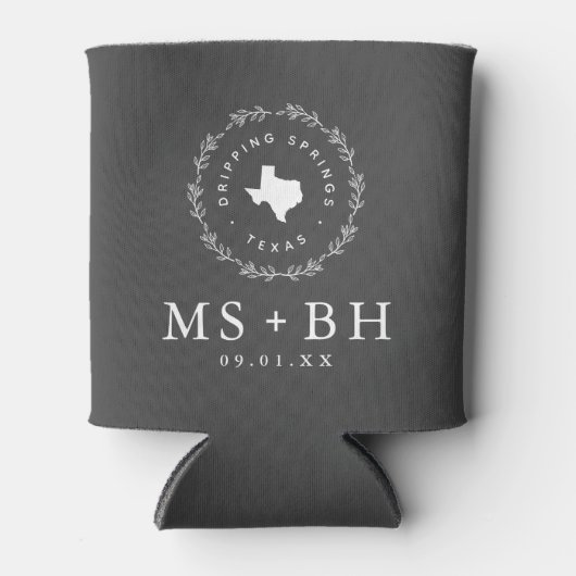 Rustieke krans Texas Bruiloft Monogram | Houtskool Blikjeskoeler (Voorkant)