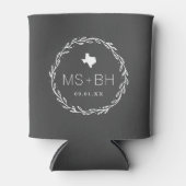 Rustieke krans Texas Bruiloft Monogram | Houtskool Blikjeskoeler (Voorkant)