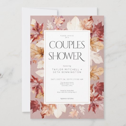 Rustieke Krans Van De Herfst Bladeren Wijn Koppels Kaart (Voorkant)