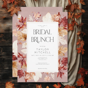 Rustieke Krans van Fall Leaves Wijn Bruids Brunch Kaart