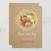 Rustieke krans Vrede en vreugde Kerstkaart Groupon (Voorkant / Achterkant)