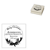 Rustieke krans Vrolijk Kerstmis retour adres Rubberstempel (Gestempeld)