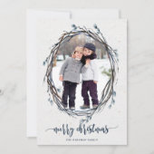 Rustieke krans Vrolijke Kerstmis Foto Marine Feestdagenkaart (Voorkant)