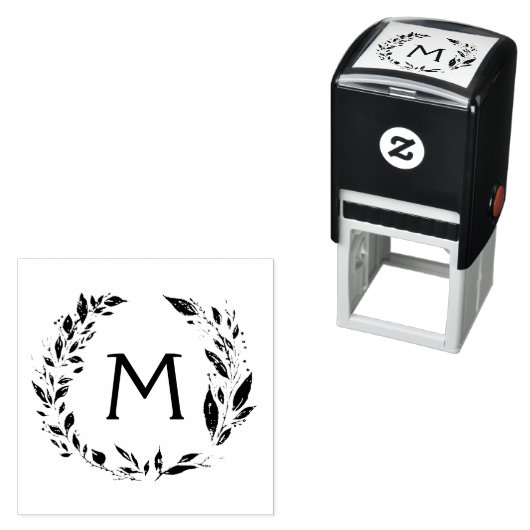 Rustieke krans wijnstokken Monogram Hand stempel (In situ)