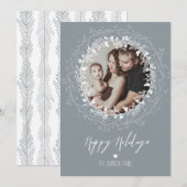 Rustieke Krans & Zilveren Borstel Script Vakantief Feestdagenkaart (Voorkant / Achterkant)