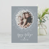 Rustieke Krans & Zilveren Borstel Script Vakantief Feestdagenkaart (Staand voorkant)