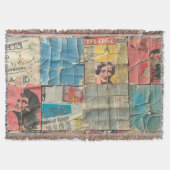 Rustieke krant Patchwork Collage (10) Deken (Voorkant)