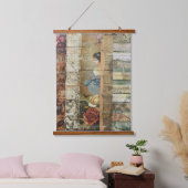 Rustieke  krant Patchwork Collage (10) Hangend Wandkleed (Slaapkamer)