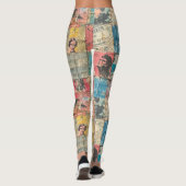 Rustieke  krant Patchwork Collage (10) Leggings (Achterkant)