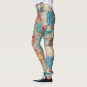 Rustieke  krant Patchwork Collage (10) Leggings (Links)