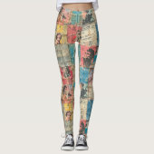 Rustieke krant Patchwork Collage (10) Leggings (Voorkant)