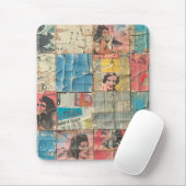 Rustieke  krant Patchwork Collage (10) Muismat (Met muis)