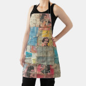 Rustieke krant Patchwork Collage (10) Schort (Insitu)