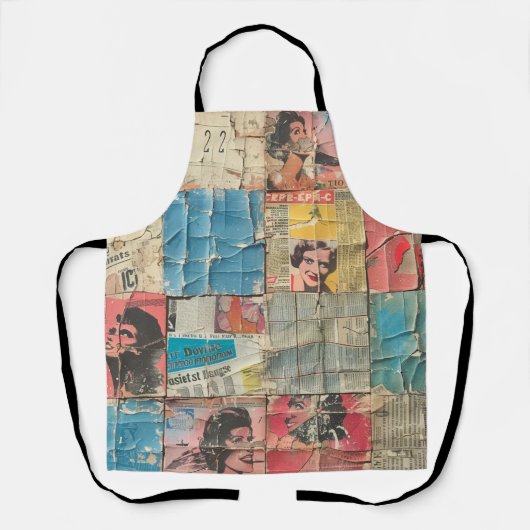 Rustieke krant Patchwork Collage (10) Schort (Voorkant)