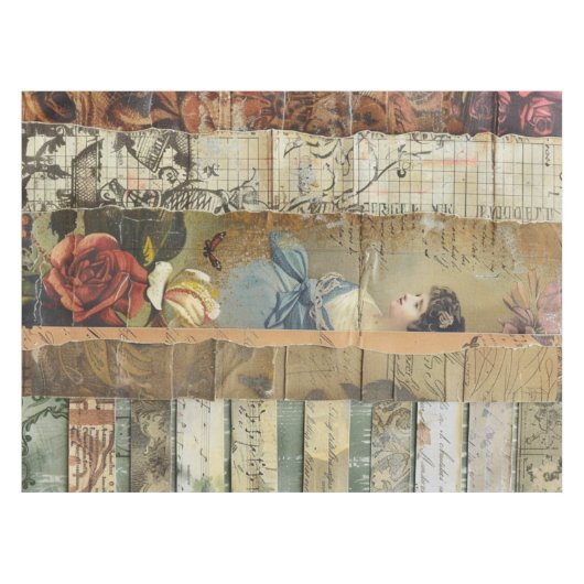 Rustieke krant Patchwork Collage (10) Tafelkleed (Voorkant (Horizontaal))