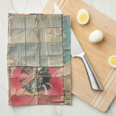 Rustieke  krant Patchwork Collage (10) Theedoek (Quarter Fold)