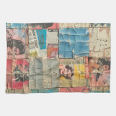 Rustieke  krant Patchwork Collage (10) Theedoek (Horizontaal)
