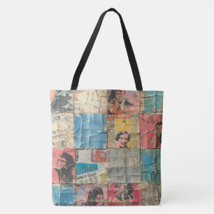 Rustieke  krant Patchwork Collage (10) Tote Bag