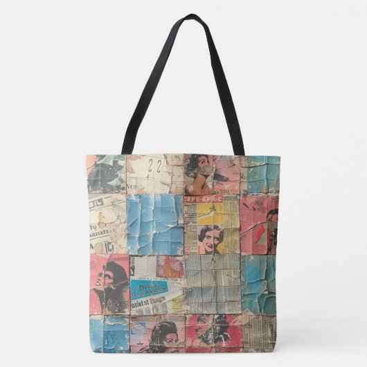 Rustieke  krant Patchwork Collage (10) Tote Bag (Voorkant)