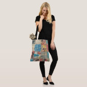 Rustieke  krant Patchwork Collage (10) Tote Bag (Op model)