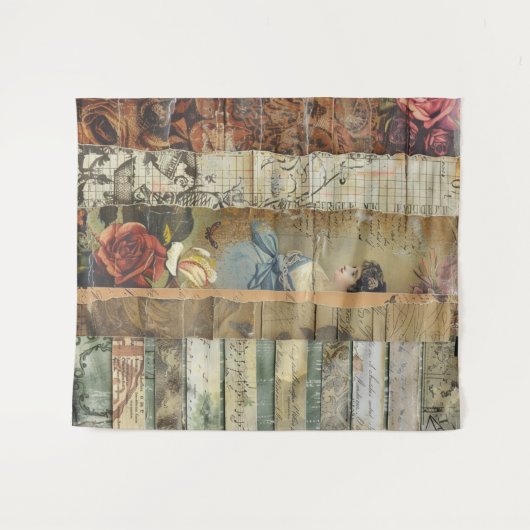 Rustieke  krant Patchwork Collage (10) Wandkleed (Voorkant (horizontaal))