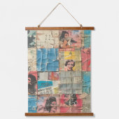 Rustieke  krant Patchwork Collage (11) Hangend Wandkleed (Voorkant)