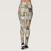 Rustieke  krant Patchwork Collage (11) Leggings (Achterkant)